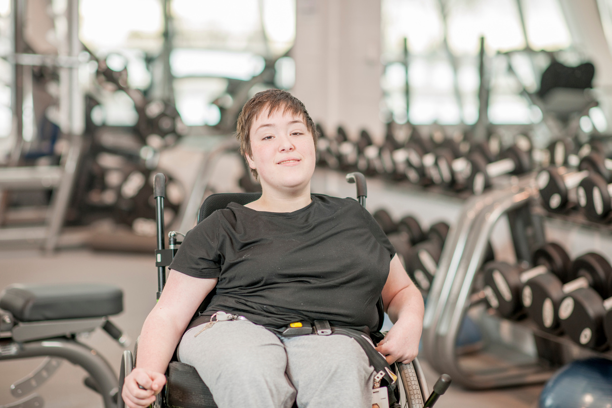 Disabled Young Adult Exercising
